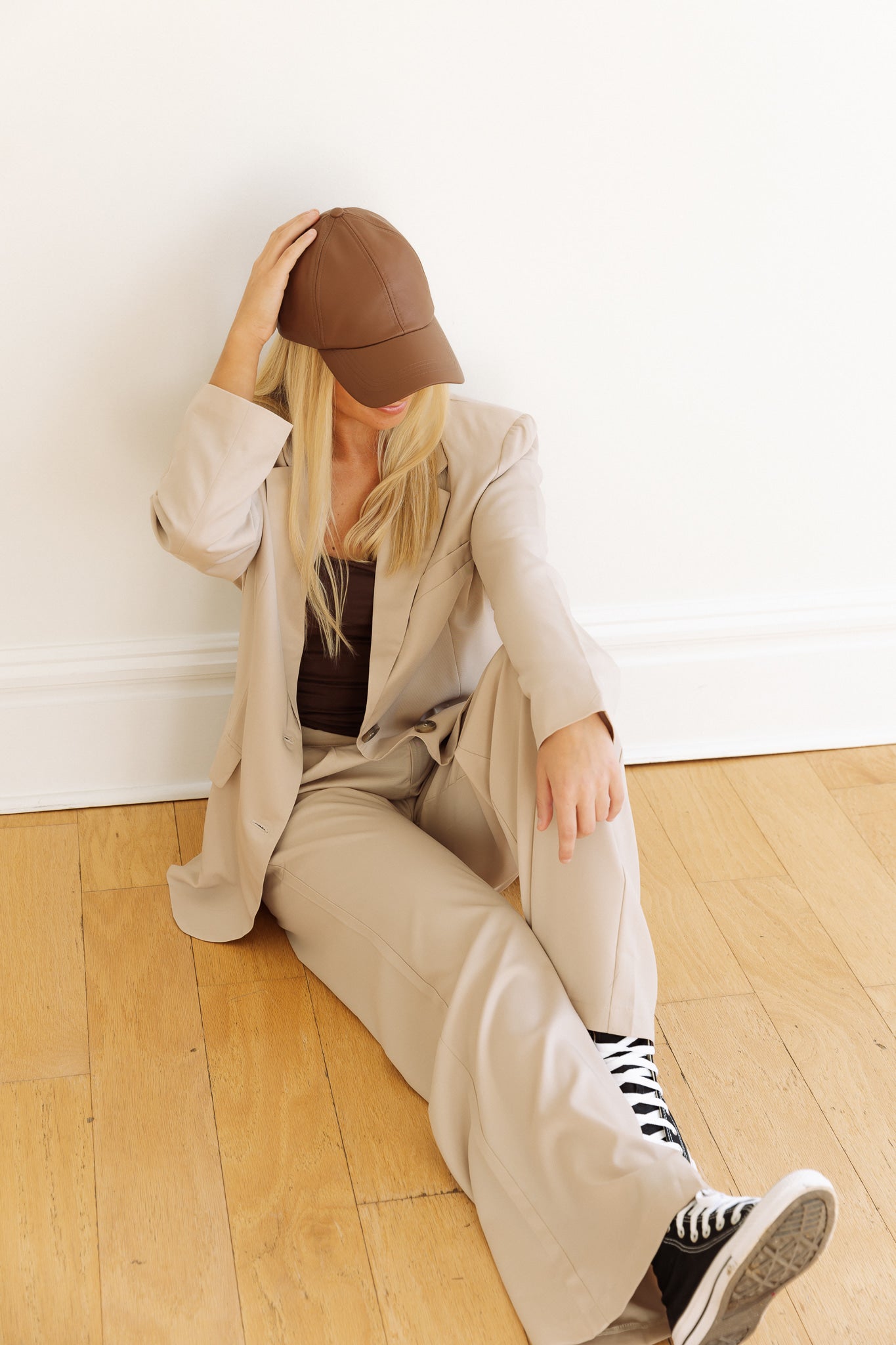 Brown Faux Leather Hat